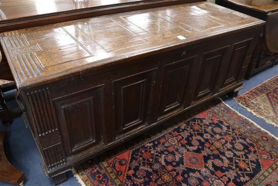 An early French oak coffer, W.173cm